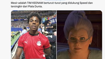 Speed mendukung Mesir tapi seperti sebelumnya, tim yang ia dukung mengalami kekalahan. Foto: X.com