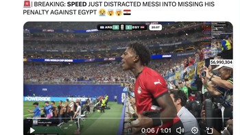Messi gagal penakti, apakah karena Speed sukses mengganggu konsentrasinya? Foto: X.com