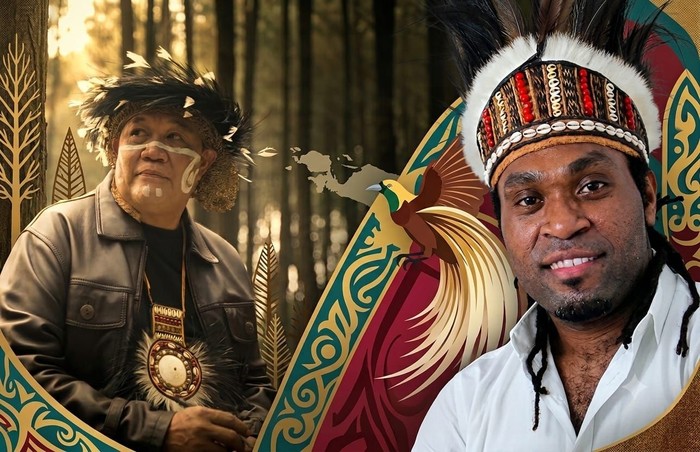 Penyanyi Michael Jakarimilena (kanan) dan produser lagu Surga di Timur Indonesia Nanang Rudy S (kanan).