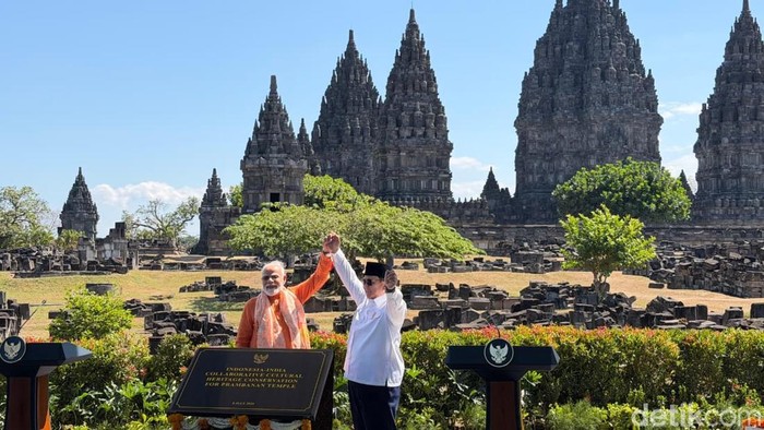 Presiden Prabowo mengapresiasi kunjungan PM India Modi ke Candi Prambanan (Eva Savitri/detikcom)