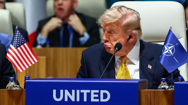 U.S. President Donald Trump attends a meeting of the North Atlantic Council (NAC) during the NATO leaders' summit in Ankara, Turkey, July 8, 2026. REUTERS/Yves Herman