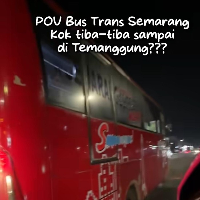 Tangkap layar penampakan bus Trans Semarang yang terlihat di jalanan Temanggung. Foto diunggah Rabu (8/7/2026).