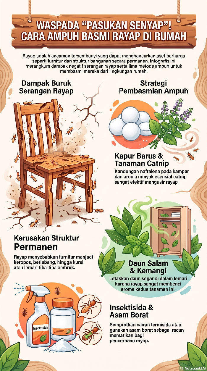 Cara basmi rayap di rumah.