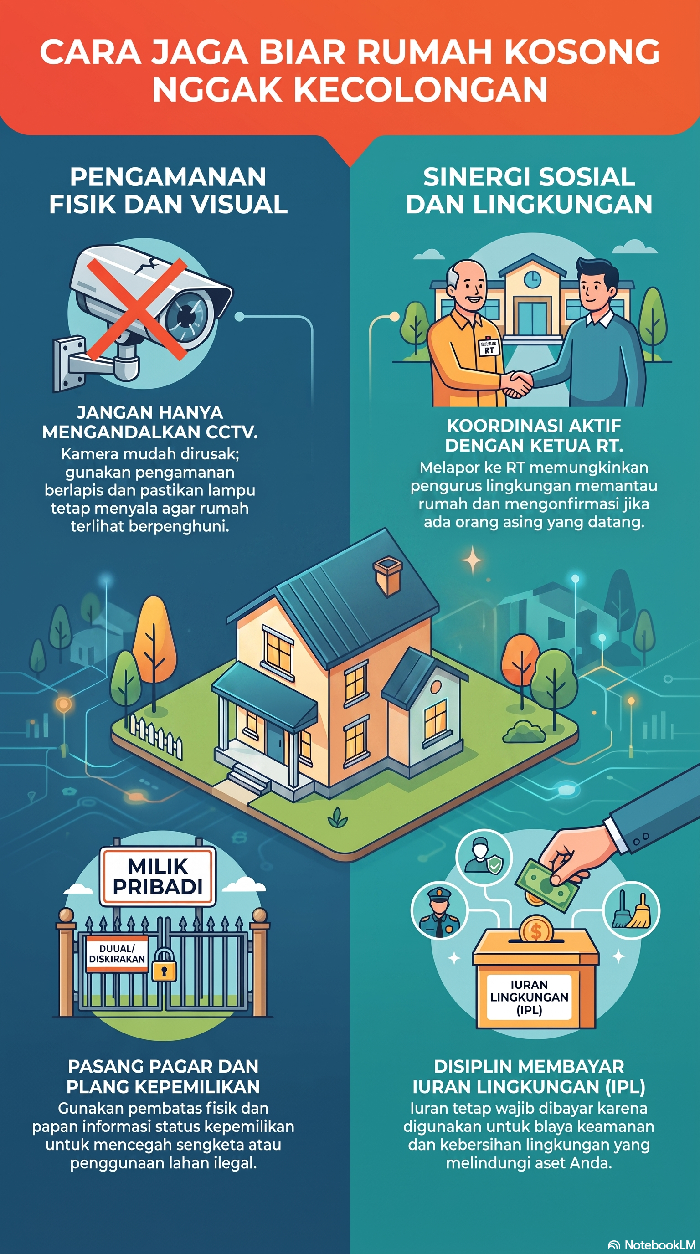 Infografis cara menjaga rumah kosong agar tidak kecolongan