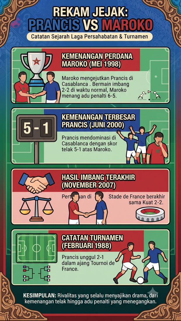 Infografis Jejak Prancis Vs Maroko