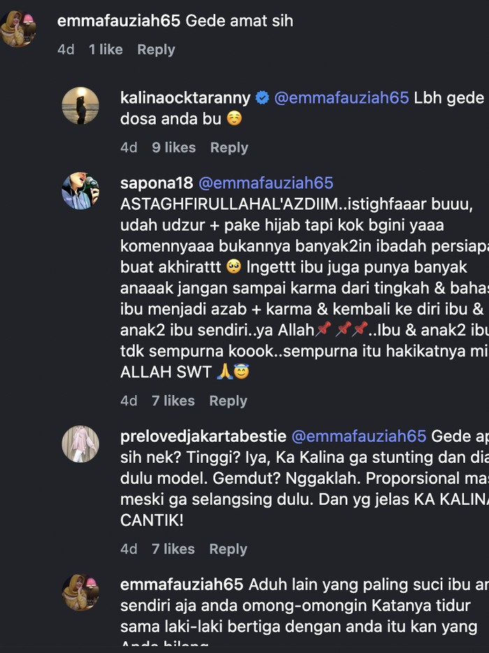 Kalina Oktarani perang komentar dengan ibunda Vicky Prasetyo