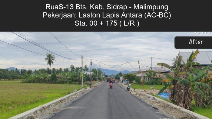 Kondisi ruas Jalan Sidrap-Malimpung yang telah diperbaiki lewat program MYP Infrastruktur Jalan.