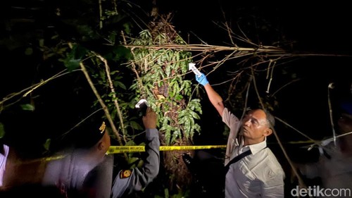 Polisi melakukan olah TKP di Banjar Dinas Merajan, Desa Seraya Barat, Karangasem, Rabu (8/7/2026).
