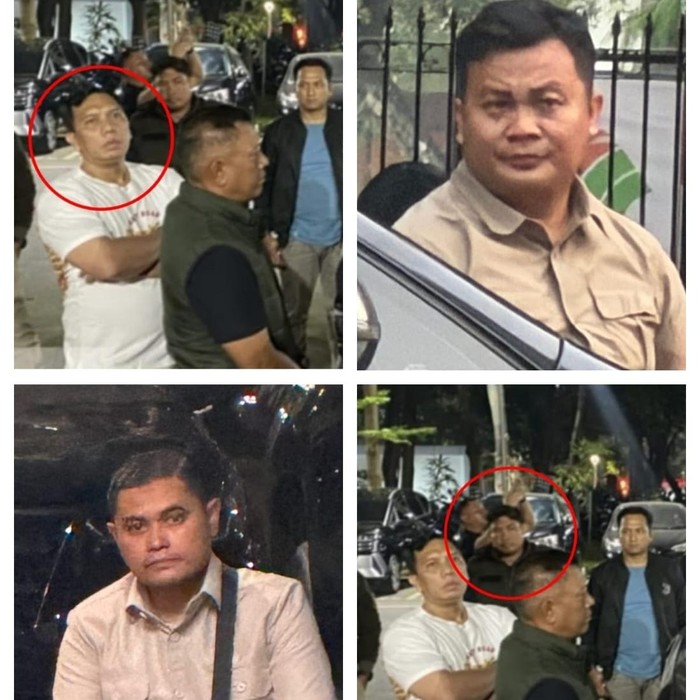 Sosok-sosok yang terekam datang bersama rombongan pria berambut cepak ke Polda Metro Jaya (dok. Tangkapan layar unggahan di medsos)