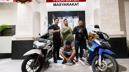 Unit Reskrim Polsek Kediri mengamankan DR seusai mencuri sepeda motor di Desa Buwit, Kecamatan Kediri, Tabanan. /Istimewa