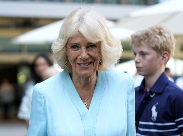 Tennis - Wimbledon - All England Lawn Tennis and Croquet Club, London, Britain - July 8, 2026 Britains Queen Camilla in the Royal Box after the quarter final match between Ukraines Marta Kostyuk and Italys Jasmine Paolini REUTERS/Andrew Couldridge