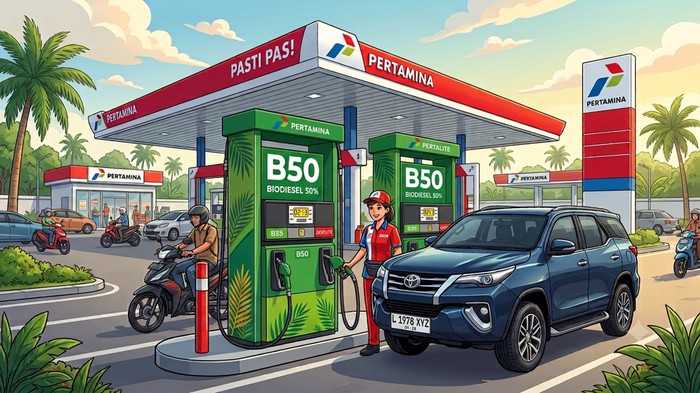 Ilustrasi BBM B50 di SPBU Pertamina.