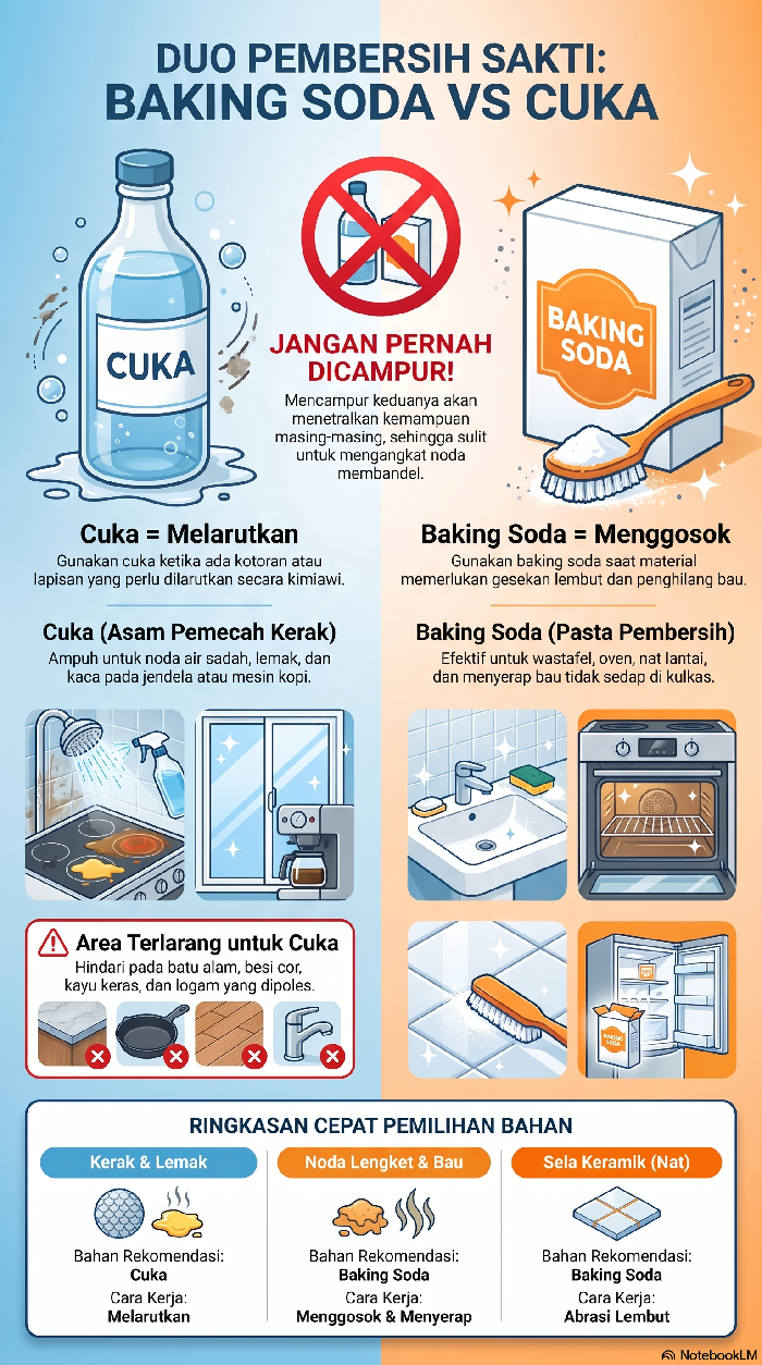 Infografis kegunaan baking soda dan cuka