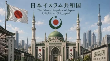 Meme foto AI suasana Jepang sebagai Republik Islam. Foto: Thread