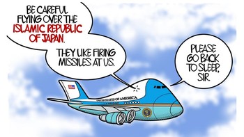 Langsung ada karikatur humor soal Trump yang ucapannya melantur. Foto: Threads