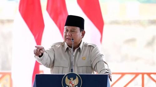 Presiden Prabowo Subianto saat acara peresmian bendungan, Lombok Barat, NTB, Jumat (10/7/2026). (YouTube Setpres RI)