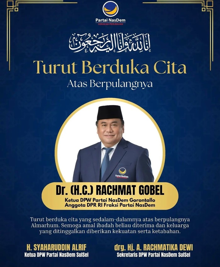 Rachmat Gobel meninggal dunia (dok. NasDem)