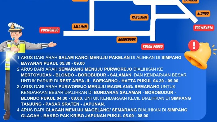 Rekayasa arus lalu lintas terkait event Taruna NusantaRun 2026 yang diselenggarakan SMA Taruna Nusantara Magelang, Minggu (12/7/2026).