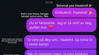 Plot twist-nya, Alice menemukan DM sang ayah kepada Erling Haaland. Sebagai orang Norwegia, Alfred Amendingen memberikan semangat dan pujian kepada Haaland. Foto: Instagram @alicenorin