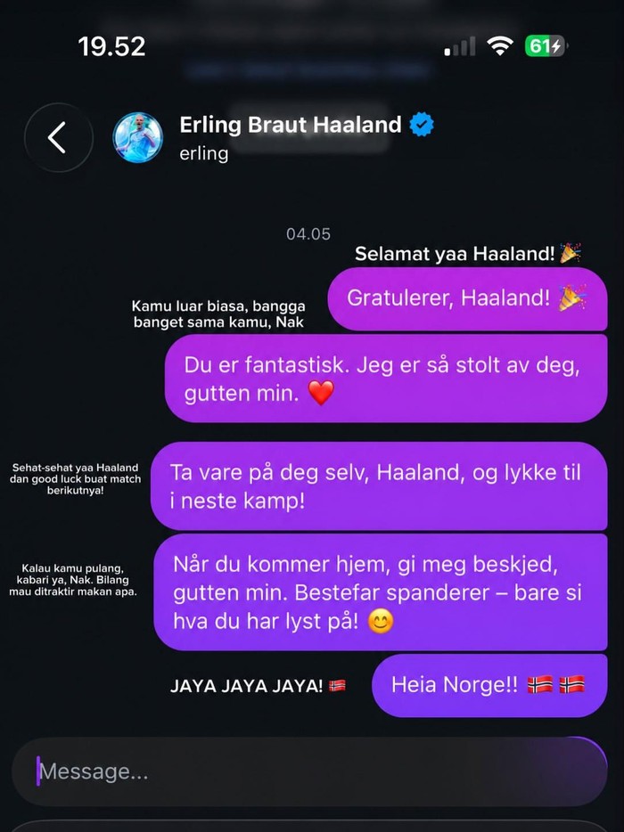 Alice Norin temukan DM ayah kepada Erling Haaland
