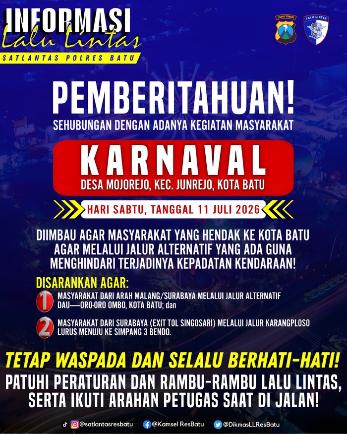 Pengaturan lalin saat karnaval di Kota Batu