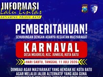 Mau ke Kota Batu? Cek Jalur Alternatif Hindari Karnaval Mojorejo Hari Ini