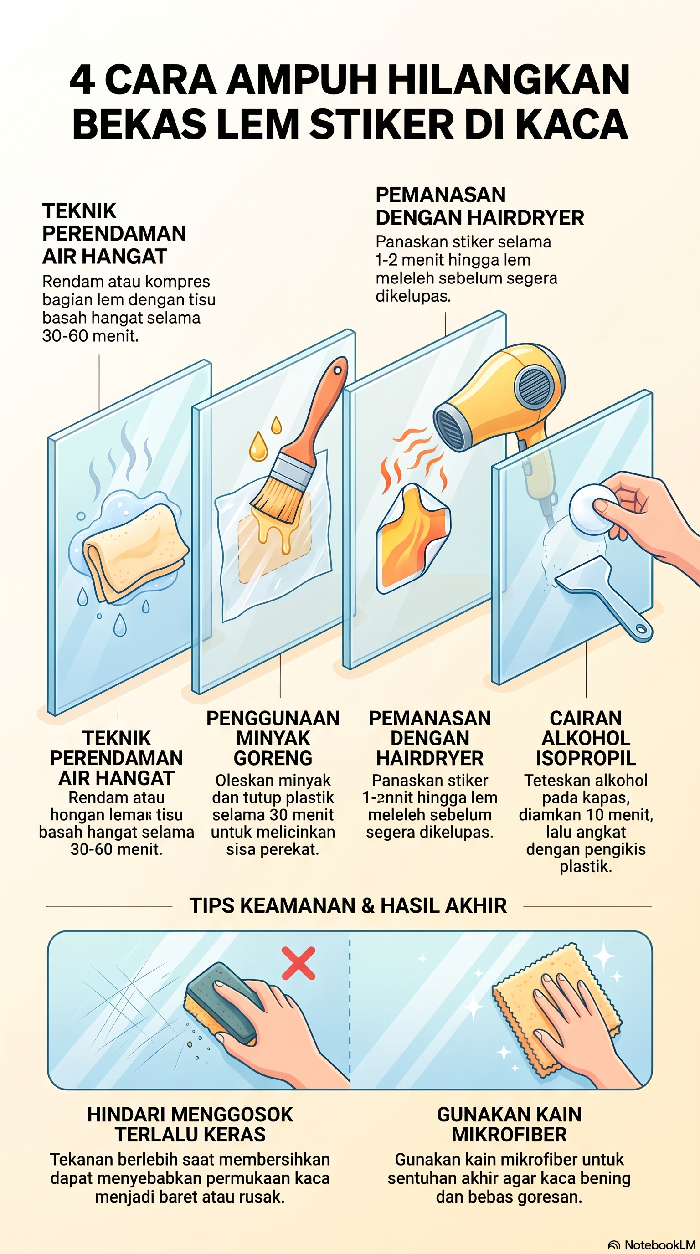 Infografis Bersihkan Noda Bekas Lem di Kaca