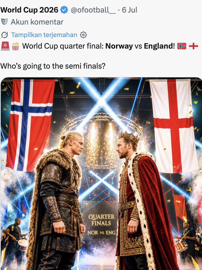 Gegap Gempita Inggris vs Norwegia, Kane atau Haaland yang Jaya?