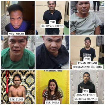 Total 9 tersangka jaringan narkoba yang menyerang polisi di Katingan, Kaltim ditangkap polisi, Sabtu (11/9/2026).