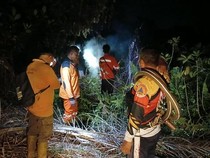 Karhutla Kebun Sawit, Petugas BPBD Kobar Padamkan Api di Kegelapan