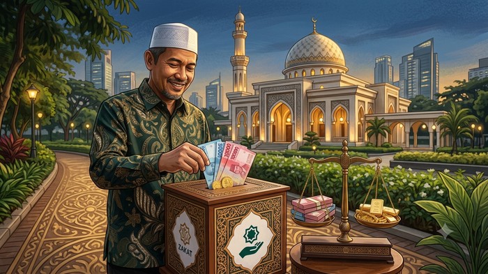 Ilustrasi membayar zakat penghasilan.