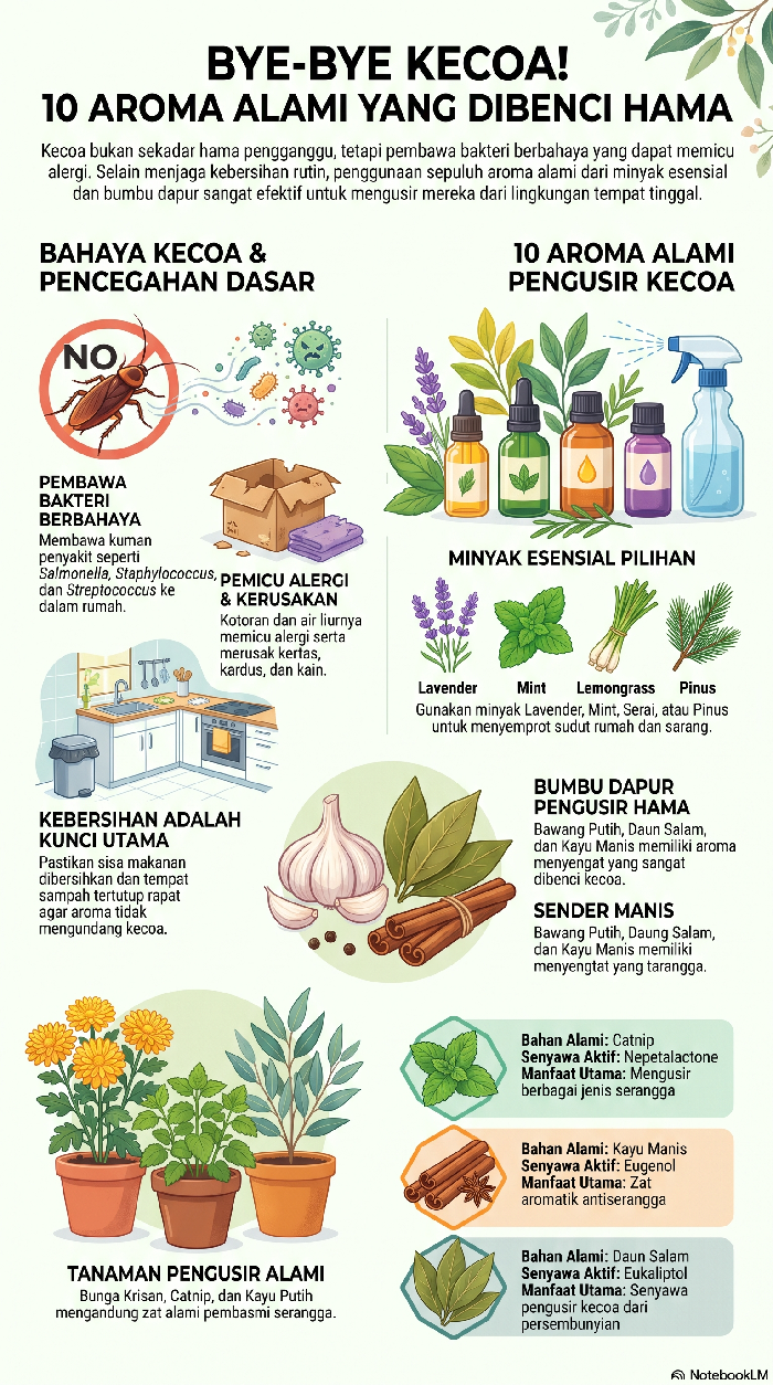 Infografis 10 Aroma yang Dibenci Kecoa