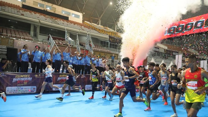 Kemeriahan Sumsel Bhayangkara Run 2026 di Kawasan Jakabaring Sport City Palembang