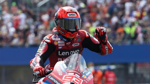 MotoGP - Grand Prix of Netherlands - TT Circuit Assen, Assen, Netherlands - June 28, 2026 Ducati Lenovo Teams Marc Marquez reacts after the MotoGP race REUTERS/Omar Havana