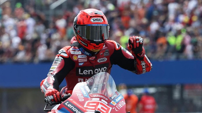 MotoGP - Grand Prix of Netherlands - TT Circuit Assen, Assen, Netherlands - June 28, 2026 Ducati Lenovo Teams Marc Marquez reacts after the MotoGP race REUTERS/Omar Havana