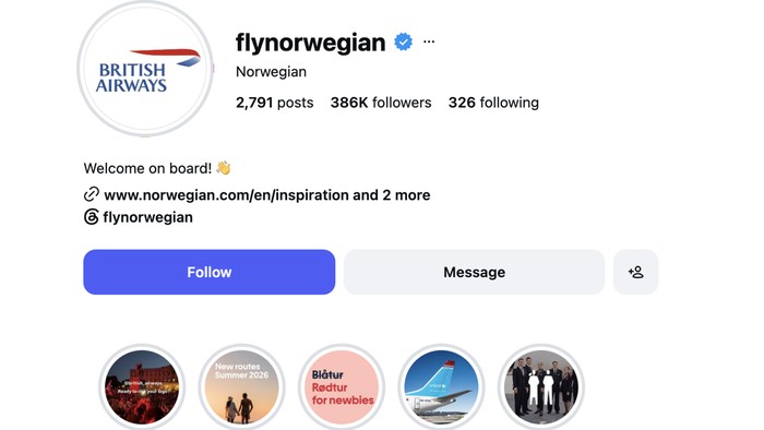 Kalah taruhan, maskapai Norwegian ganti logo jadi British Airways