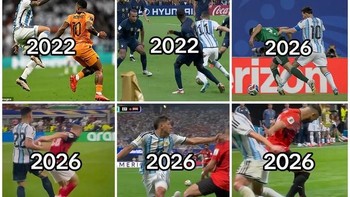 Meme ini bilang selalu ada momen kontroversial yang menguntungkan Argentina di Piala Dunia. Coba dicek. Foto: X.com