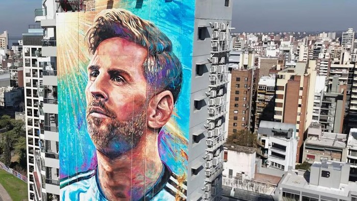 Mural raksasa Lionel Messi di Rosario, Argentina