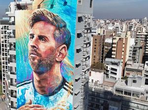 Argentina Menang, Mural Raksasa Messi di Kota Kelahirannya Dipugar Jadi Baru