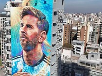 Argentina Menang, Mural Raksasa Messi di Kota Kelahirannya Dipugar Jadi Baru