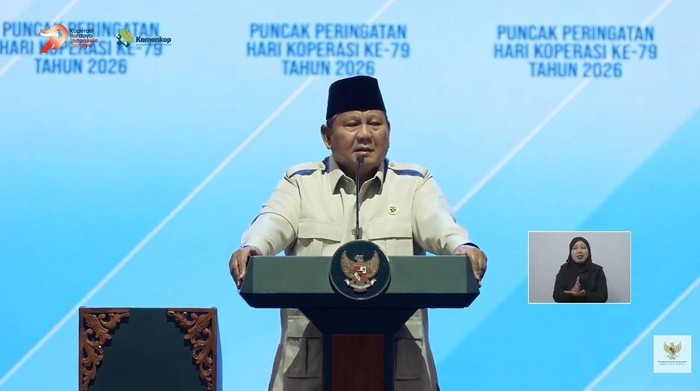 Prabowo pidati di Harkopnas ke-79, GBK, Jakarta.