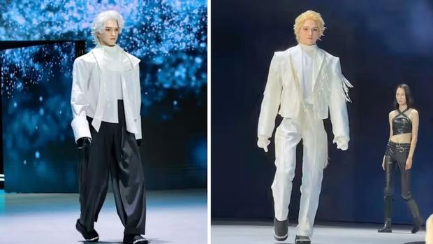 Robot bionik UBTECH tampil di catwalk Shenzhen. Meski diklaim super-realistis, netizen justru menghujat pergerakan kakunya dan menyebut mirip zombi estetis.