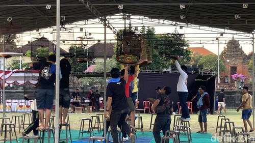 Suasana lomba burung kicau di Alun-Alun Ida Dewa Agung Jambe, Klungkung, Bali, Minggu (12/6/2026). (Foto: Fatih Kudus Jaelani/detikBali)