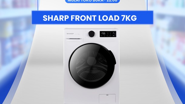 Mesin Cuci Sharp Front Load 7kg Diskon Gede di Transmart Full Day Sale