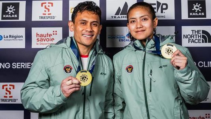Tim panjat tebing Indonesia tampil dominan pada nomor speed World Climbing Series Chamonix 2026 di Prancis, Minggu (12/7). Merah Putih sukses mengawinkan medali emas sektor putra dan putri, sekaligus membawa pulang satu medali perak.

Dua medali em