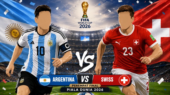 visual ilustrasi Laga Argentina vs Swiss di Piala Dunia 2026 (dibuat dengan AI)