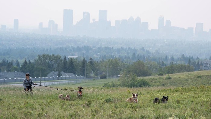 Forest fire smoke blankets the city prompting a yellow warning air quality alert in Calgary, Alberta, Canada June 30, 2026.  REUTERS/Todd Korol