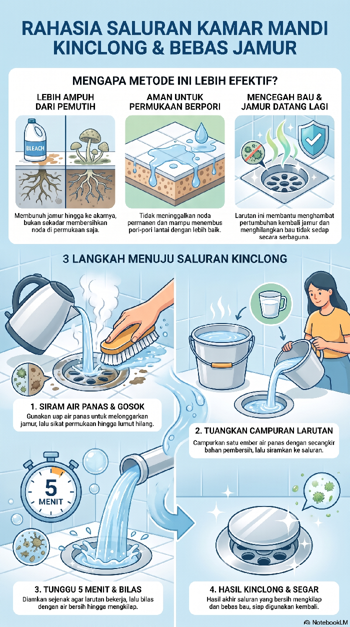 Infografis cara bersihkan lubang drainase