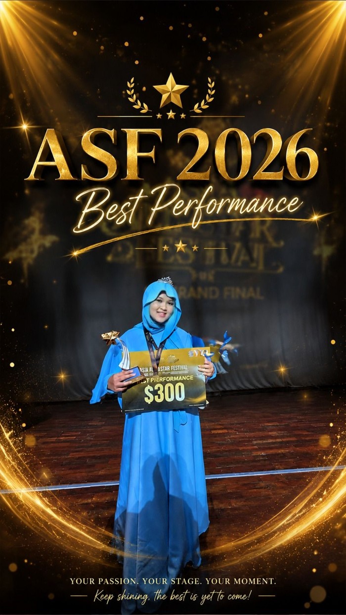 Penyanyi cilik Nadhira, 11 tahun, raih Gold Award di Asia All Stars Festival 2026. Siap melaju ke Grand Final di China! Dukung prestasi talenta muda Indonesia!