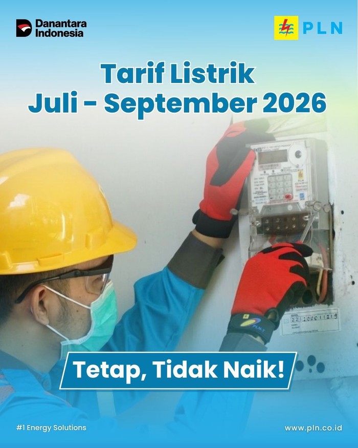 PLN umumkan tarif listrik Juli-September 2026 tidak naik. (dok. Instagram @pln_id).